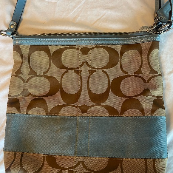 Coach Signature C Brown & Blue Canvas Bag AND Wallet - Picture 8 of 16